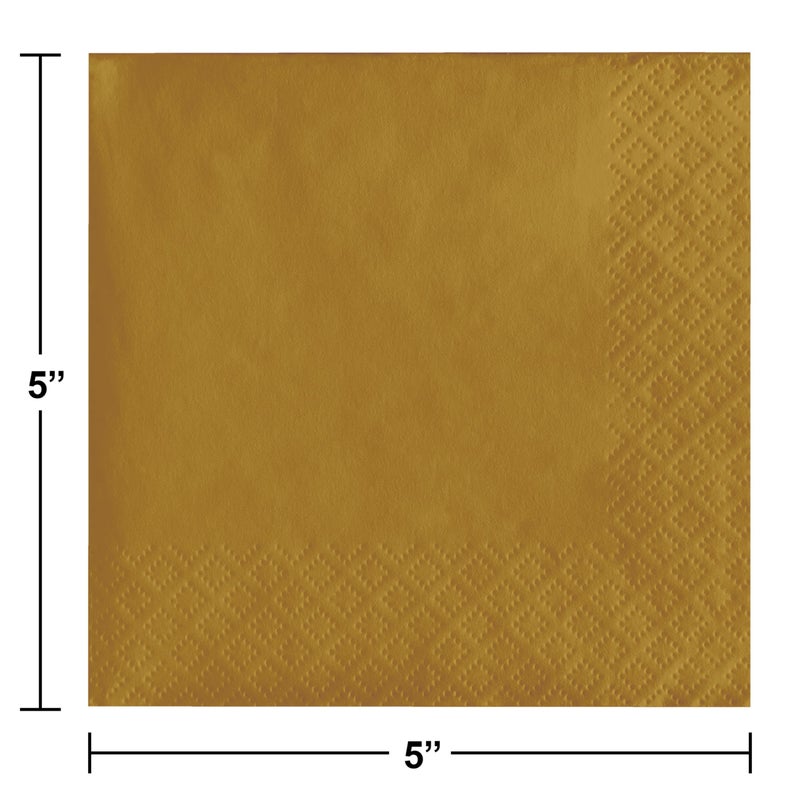 Creative Converting Touch of color 200Count 2-Ply Paper Beverage Napkins, Glittering Gold, 5" x 5" - Image 3